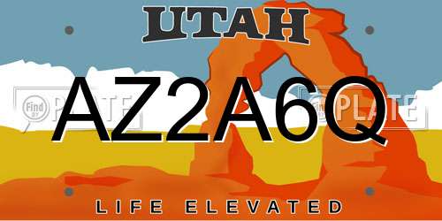 AZ2A6Q Utah License Plate