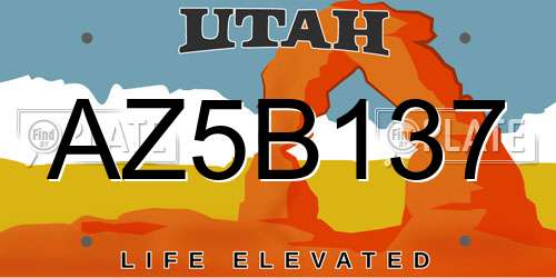 AZ5B137 Utah License Plate