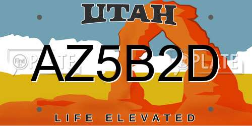 AZ5B2D Utah License Plate