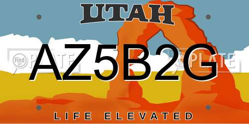 AZ5B2G Utah License Plate