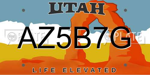 AZ5B7G Utah License Plate