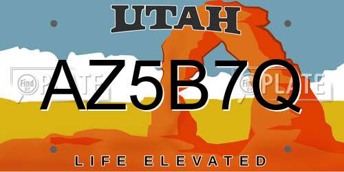 AZ5B7Q Utah License Plate
