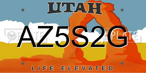 AZ5S2G Utah License Plate