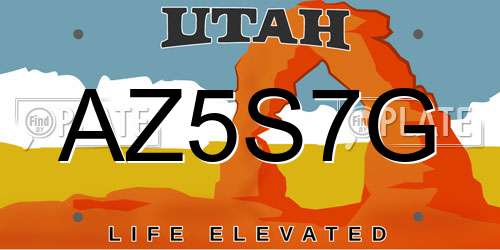 AZ5S7G Utah License Plate