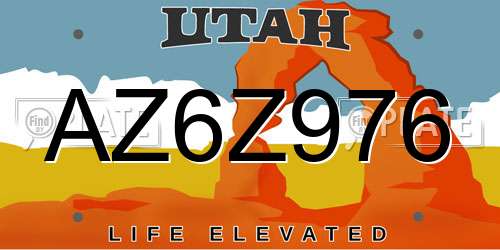 AZ6Z976 Utah License Plate