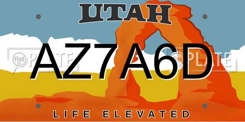 AZ7A6D Utah License Plate