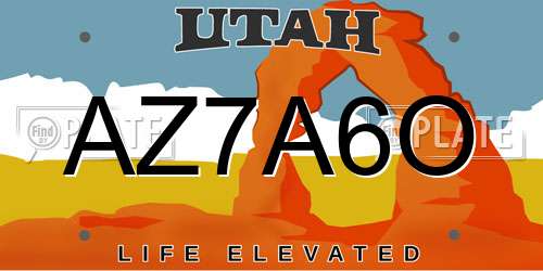AZ7A6O Utah License Plate
