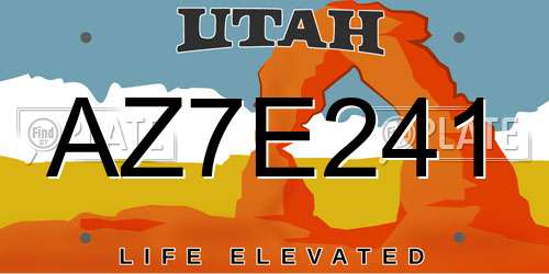 AZ7E241 Utah License Plate