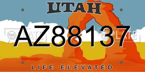 AZ88137 Utah License Plate