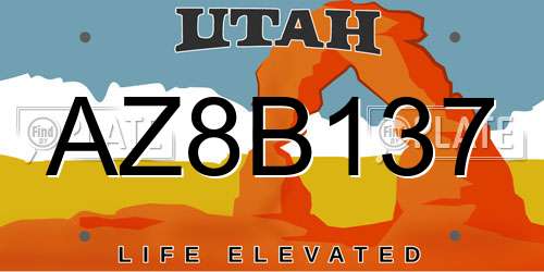 AZ8B137 Utah License Plate