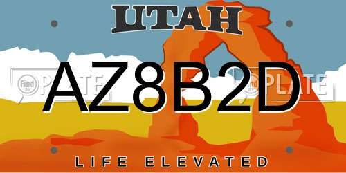 AZ8B2D Utah License Plate