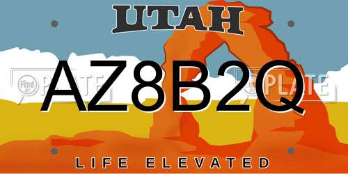 AZ8B2Q Utah License Plate
