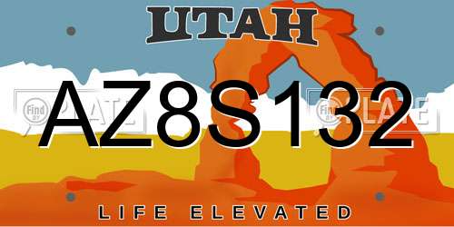AZ8S132 Utah License Plate