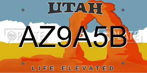 AZ9A5B Utah License Plate