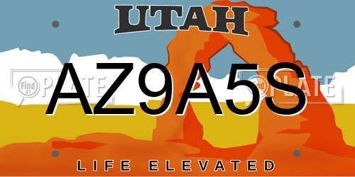 AZ9A5S Utah License Plate