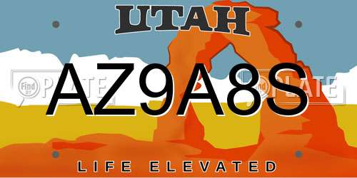 AZ9A8S Utah License Plate