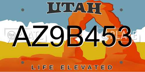 AZ9B453 Utah License Plate
