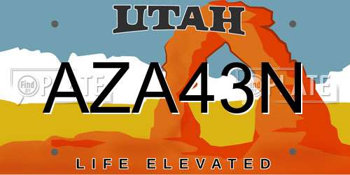 AZA43N Utah License Plate