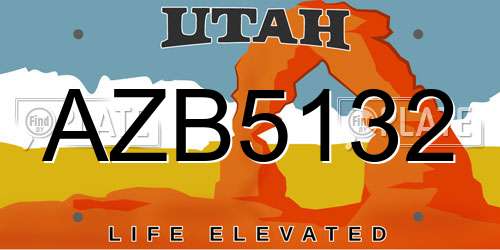 AZB5132 Utah License Plate