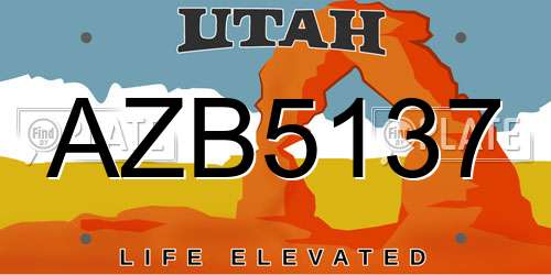 AZB5137 Utah License Plate
