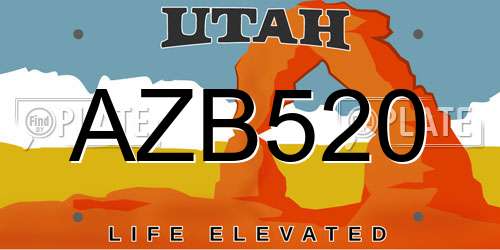 AZB520 Utah License Plate