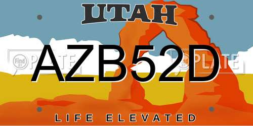 AZB52D Utah License Plate