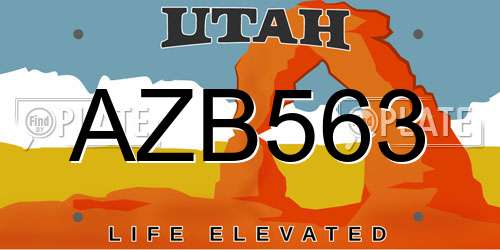AZB563 Utah License Plate