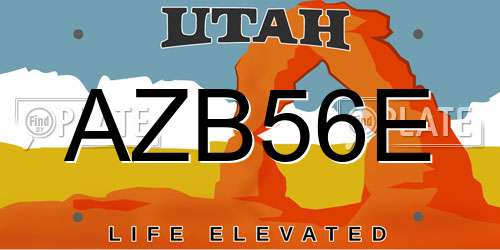 AZB56E Utah License Plate