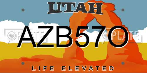 AZB57O Utah License Plate