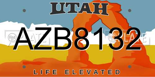 AZB8132 Utah License Plate