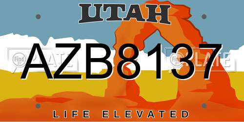 AZB8137 Utah License Plate