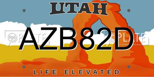 AZB82D Utah License Plate