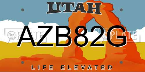 AZB82G Utah License Plate
