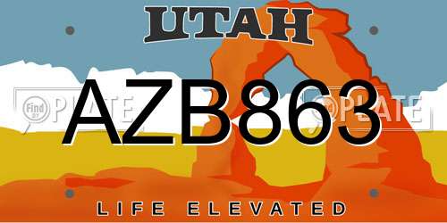 AZB863 Utah License Plate