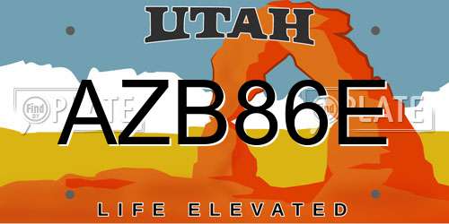 AZB86E Utah License Plate