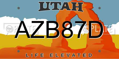 AZB87D Utah License Plate