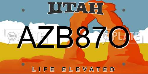 AZB87O Utah License Plate