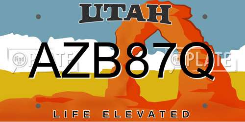 AZB87Q Utah License Plate