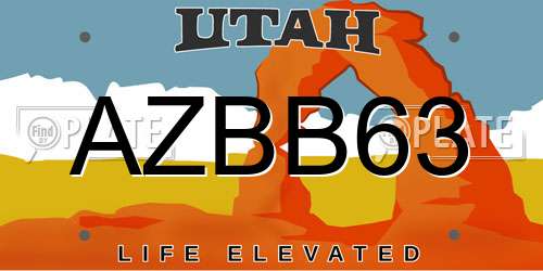 AZBB63 Utah License Plate