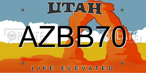AZBB70 Utah License Plate