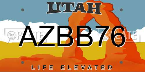 AZBB76 Utah License Plate