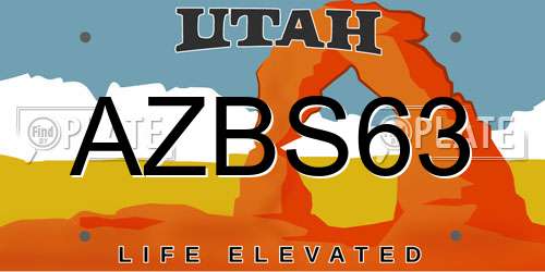 AZBS63 Utah License Plate