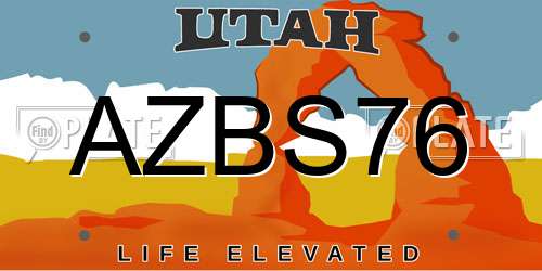 AZBS76 Utah License Plate