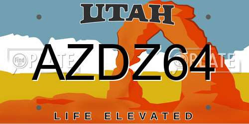 AZDZ64 Utah License Plate