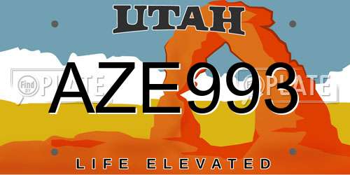 AZE993 Utah License Plate