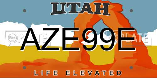 AZE99E Utah License Plate