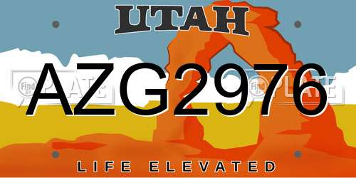 AZG2976 Utah License Plate