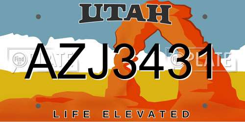 AZJ3431 Utah License Plate