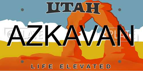 AZKAVAN Utah License Plate