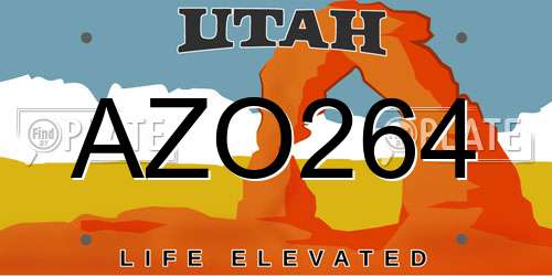 AZO264 Utah License Plate